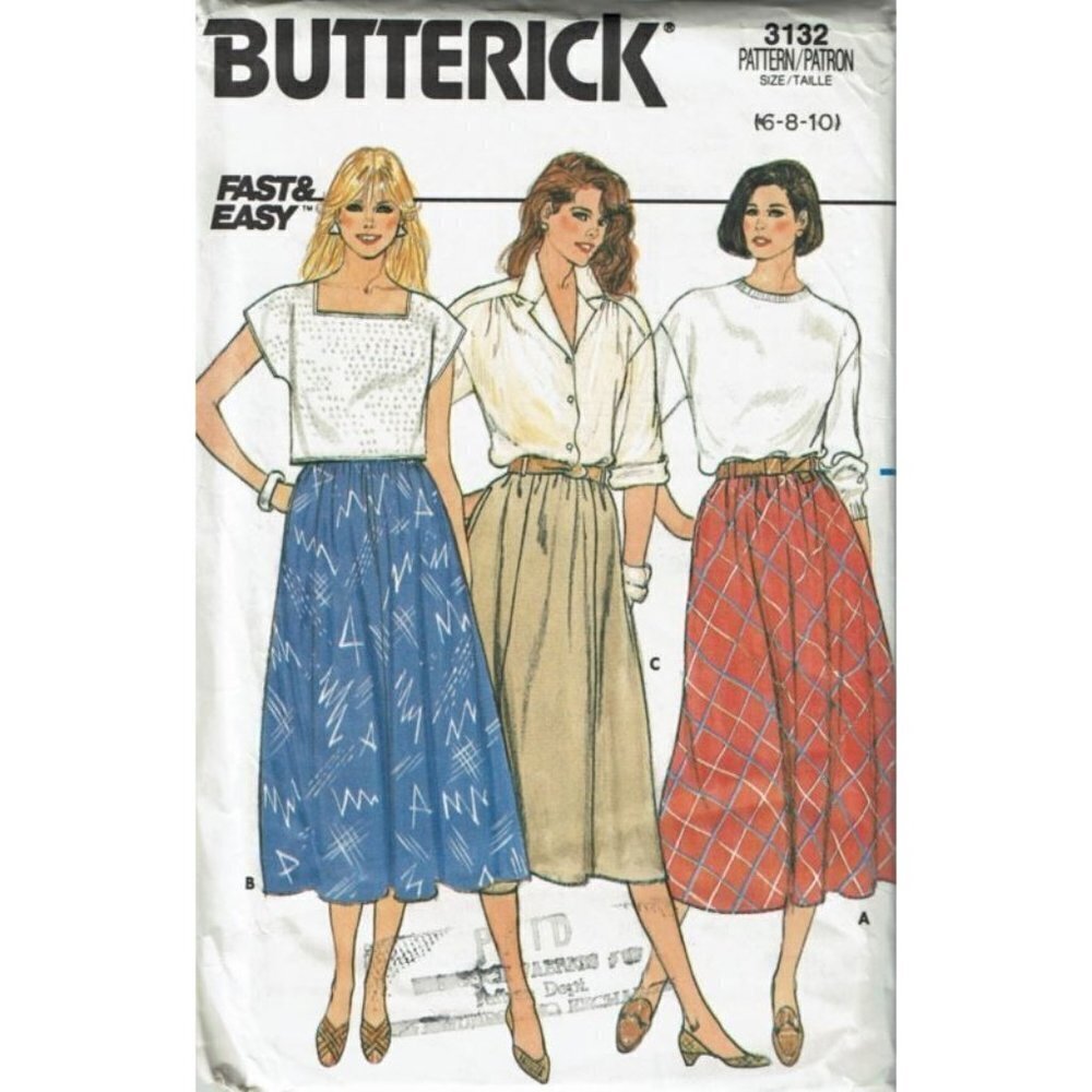 Butterick Sewing Pattern 3132 Skirt‎ Misses Size 6-10